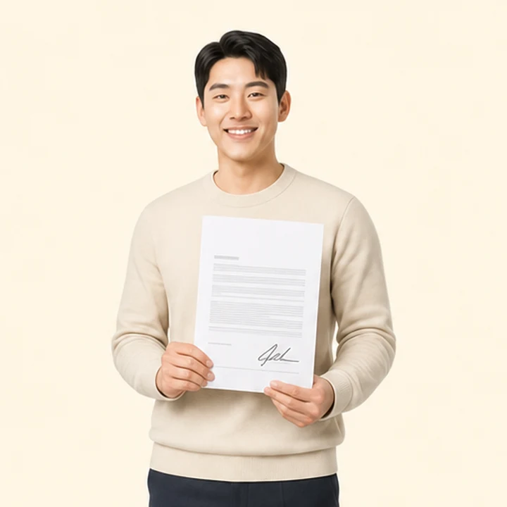 현대 스타리아 장기렌트 서면 견적서를 들고 있는 고객